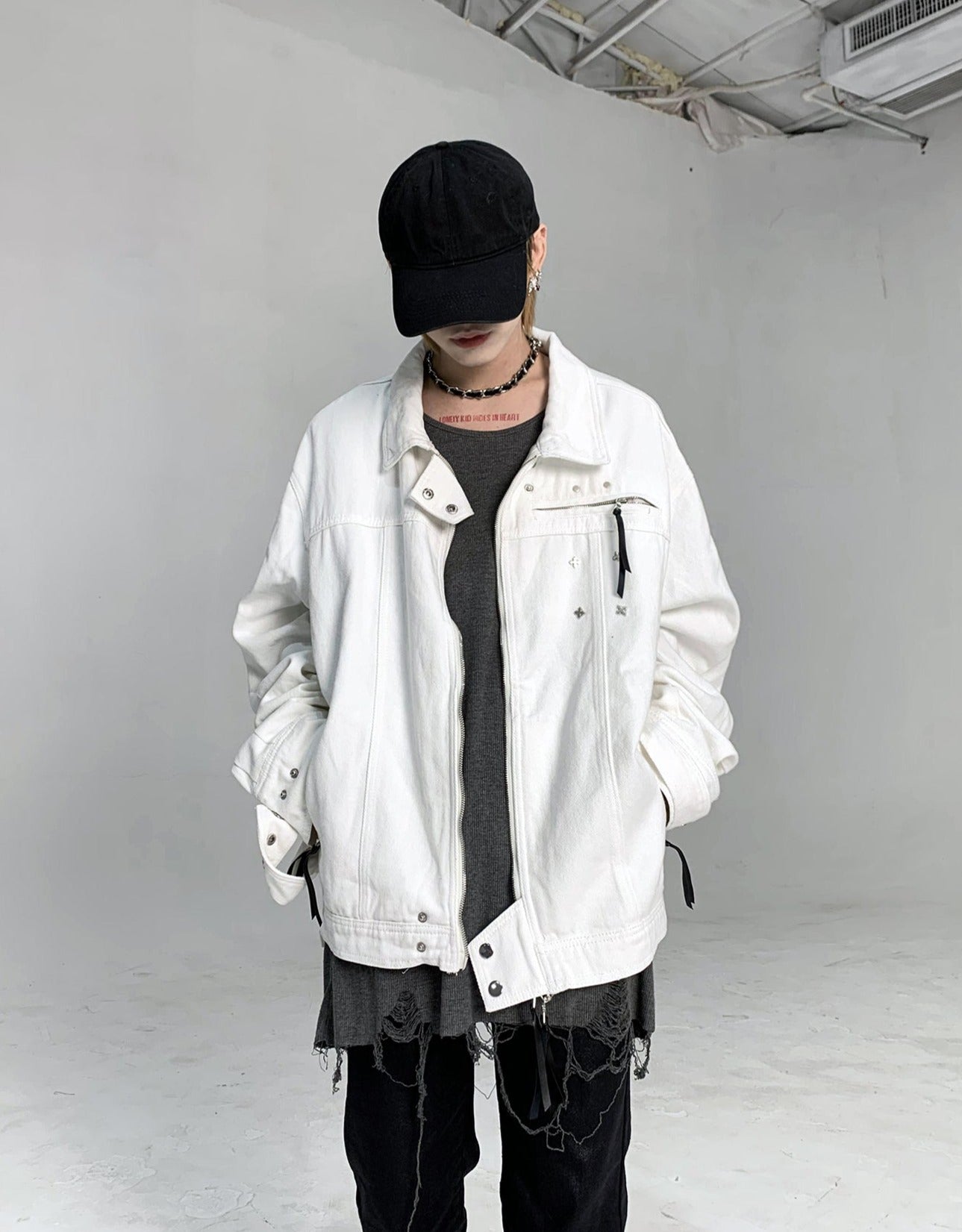 Streetwear Studded Denim Motorcycle Jacket