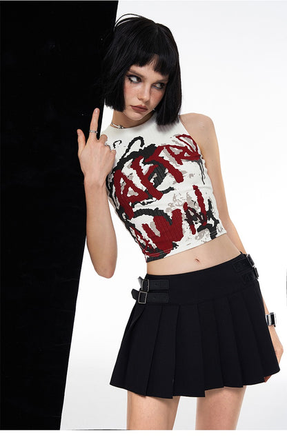 Graffiti Ribbed Sleeveless Top