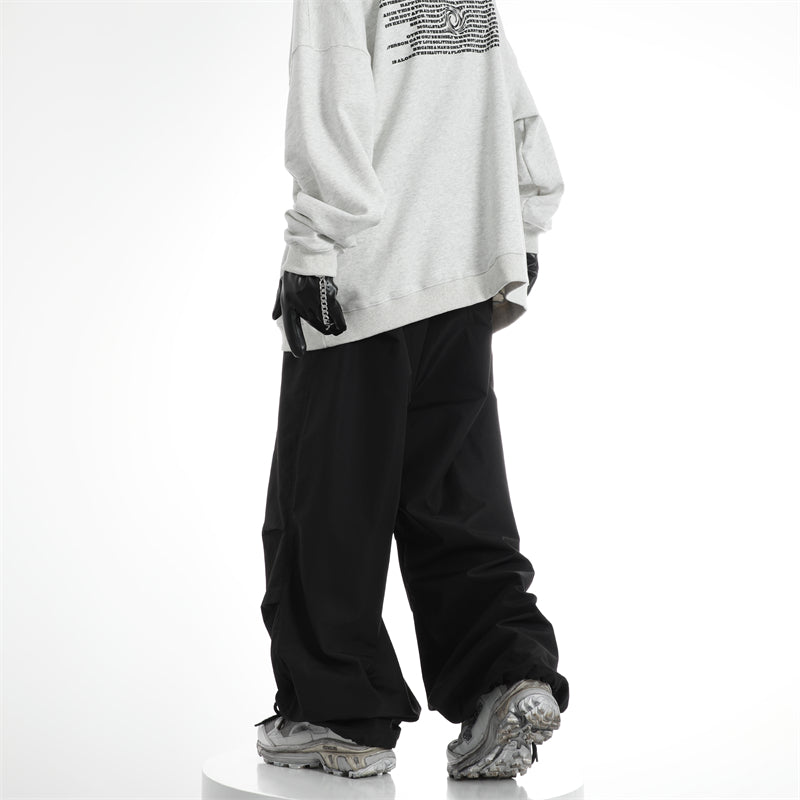 Streetwear Elastic Waistband Baggy Wide Leg Track Pants