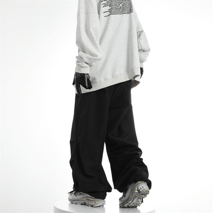 Streetwear Elastic Waistband Baggy Wide Leg Track Pants
