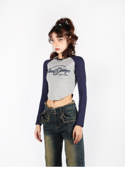 Cropped Raglan Long Sleeve Top
