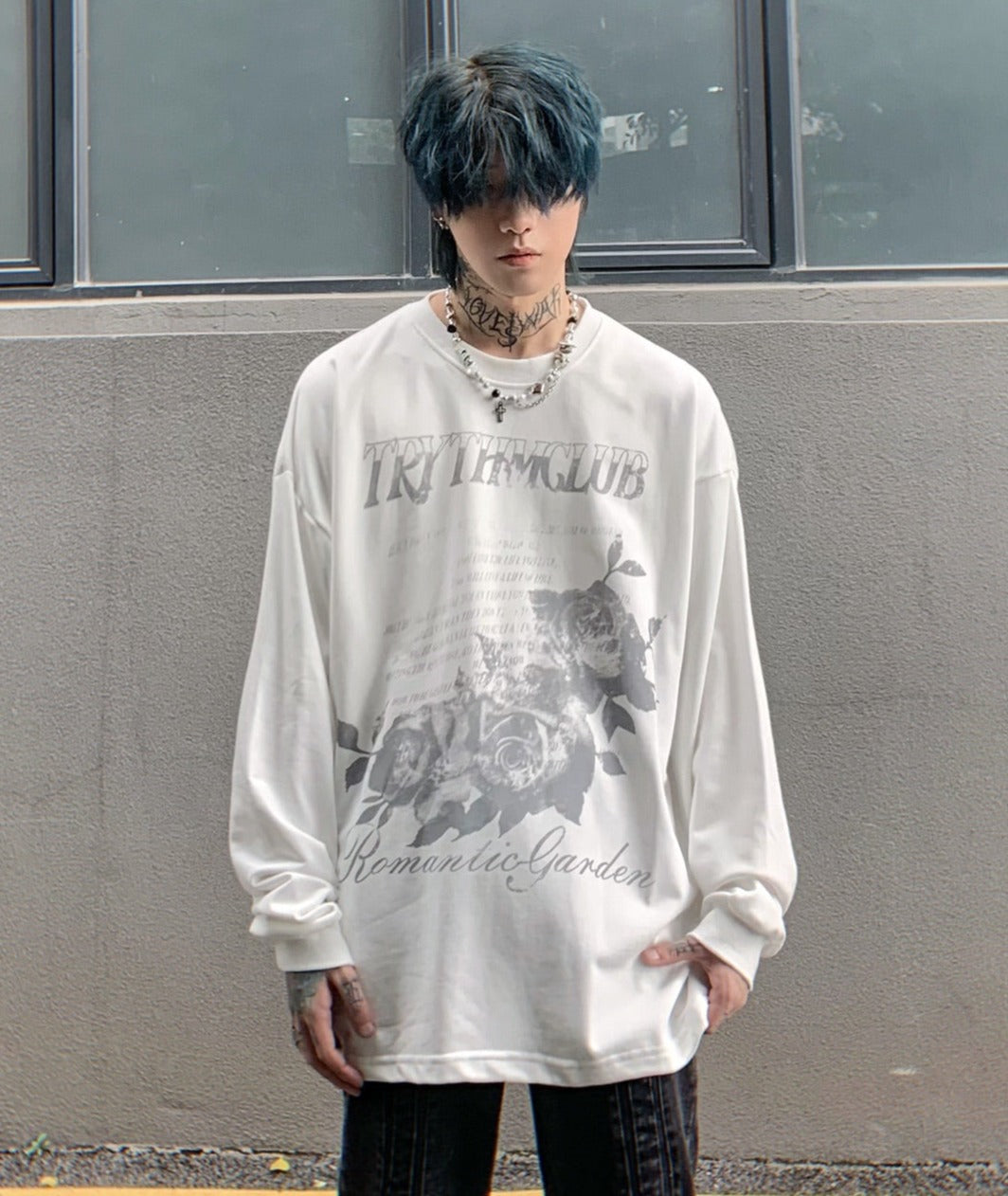 Romantic Garden Graphic Long Sleeve Top