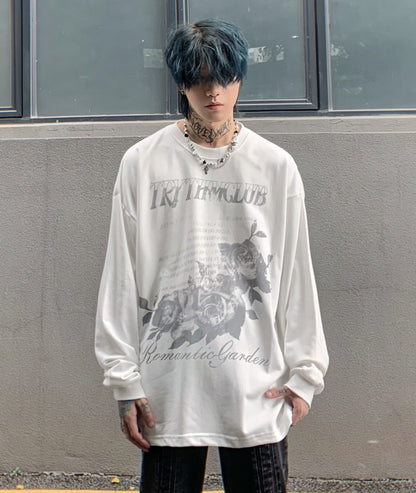 Romantic Garden Graphic Long Sleeve Top