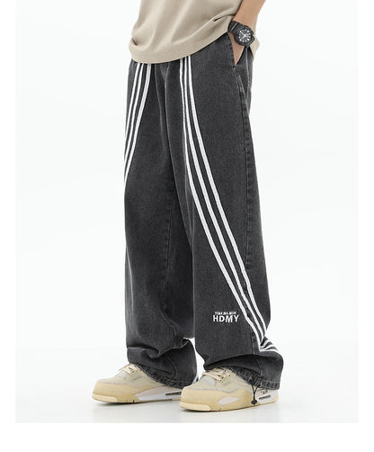 Striped Loose Fit Jogger Jeans