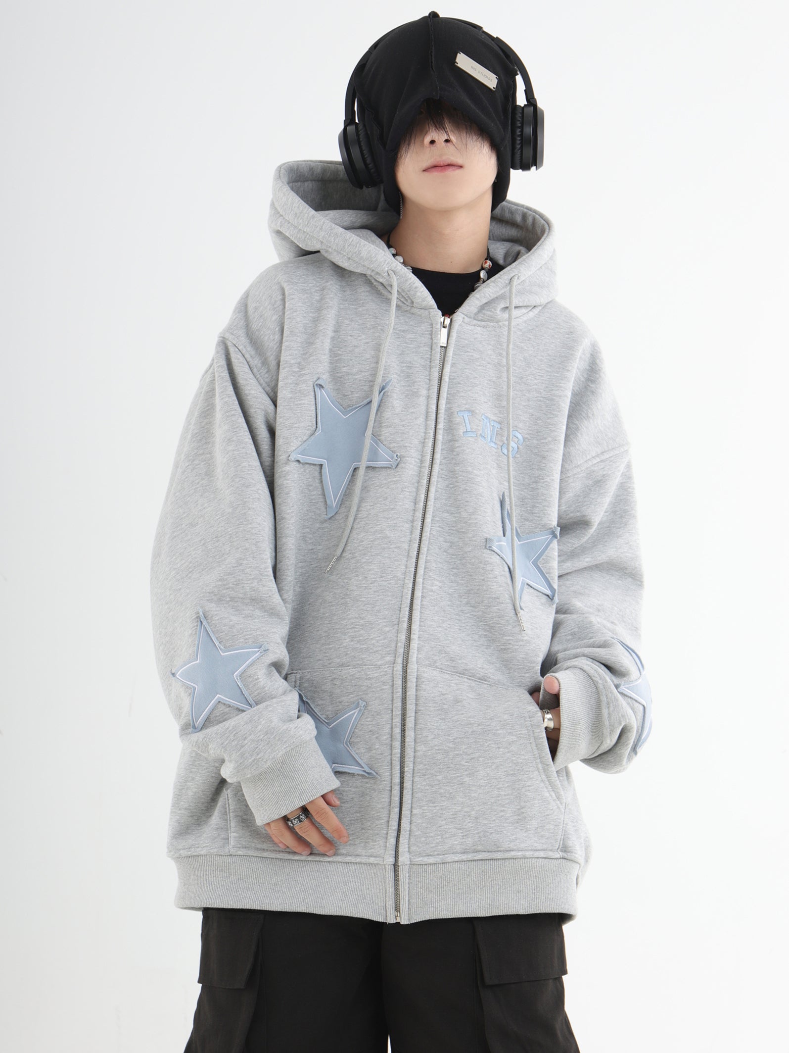 Star Patch Zip Hoodie