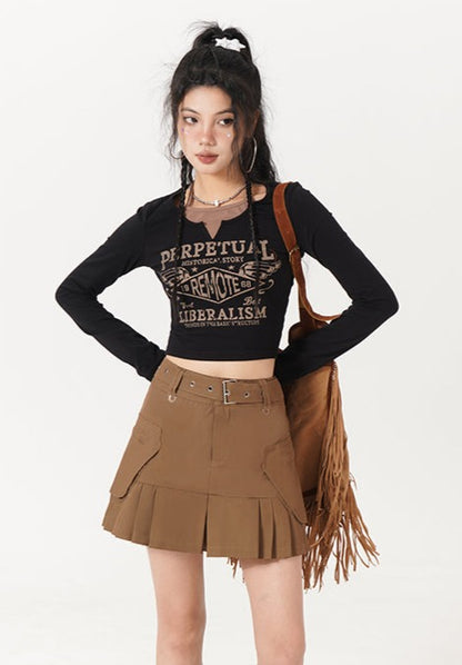 Halter Layered Long Sleeve Top