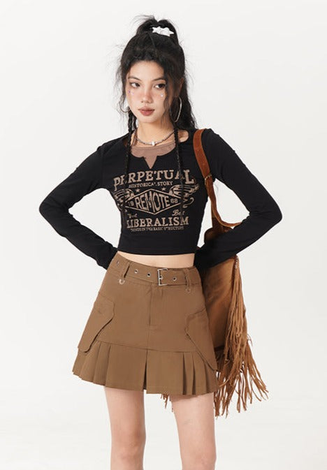 Halter Layered Long Sleeve Top