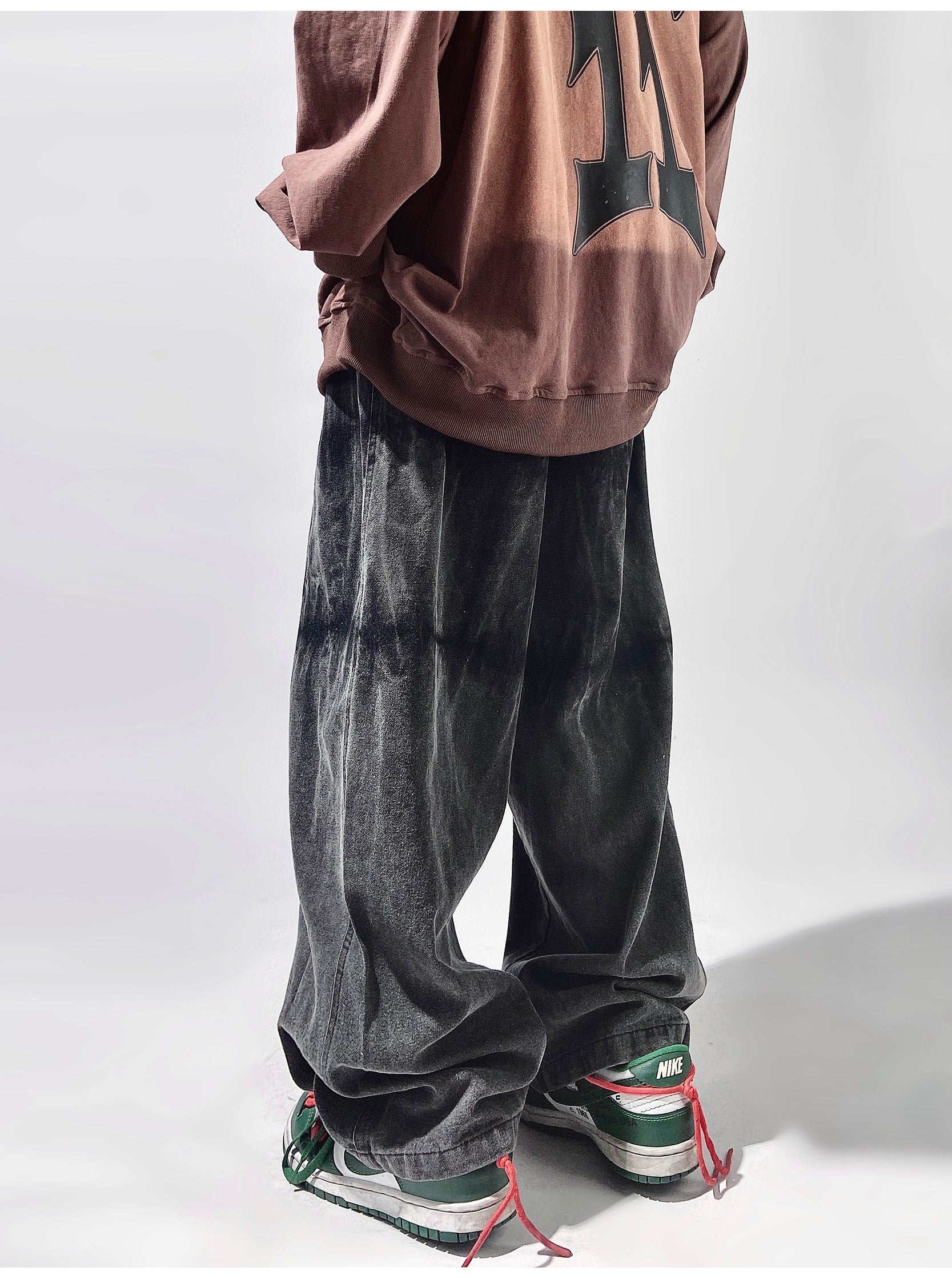 Crosses Wide Leg Baggy Distressed Jeans aesthetic