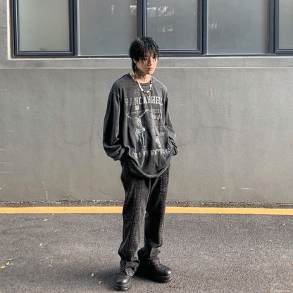 Streetwear Goth Crucified Graphic Long Sleeve Shirt