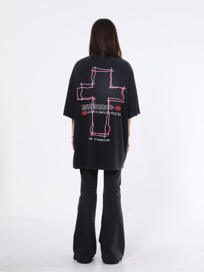 Neon Cross Graphic T-Shirt