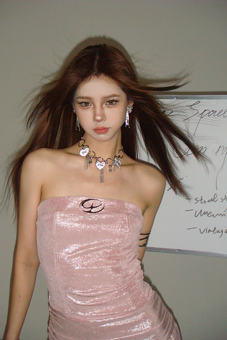 Metallic Pink Tube Dress