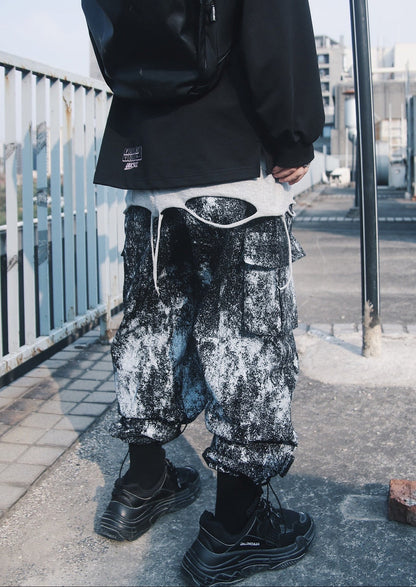 Techwear Splatter Cargo Loose Fit Jogger