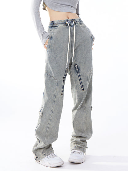 Side Zipper Tab Jeans