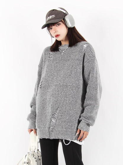 Two Toned Destroyed Sweater