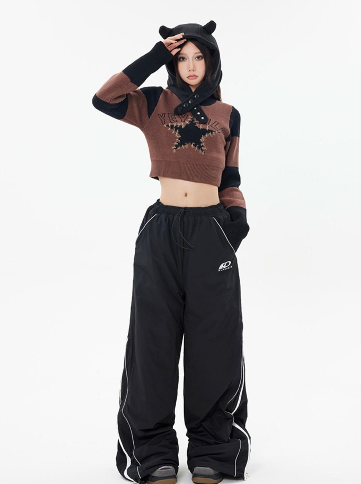 Star Striped Cropped Sweater