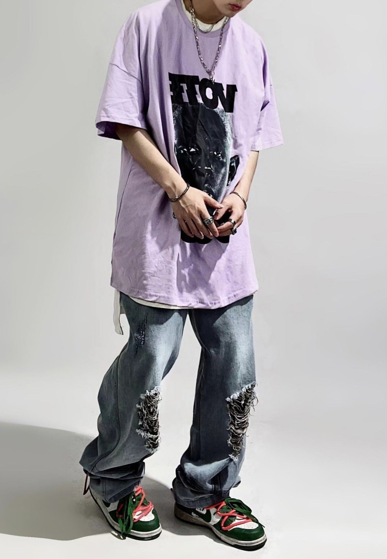 Ripped Baggy Wide Leg Jeans