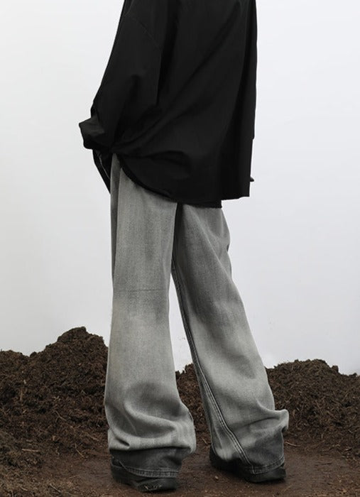 Wide Leg V Distressed Jeans