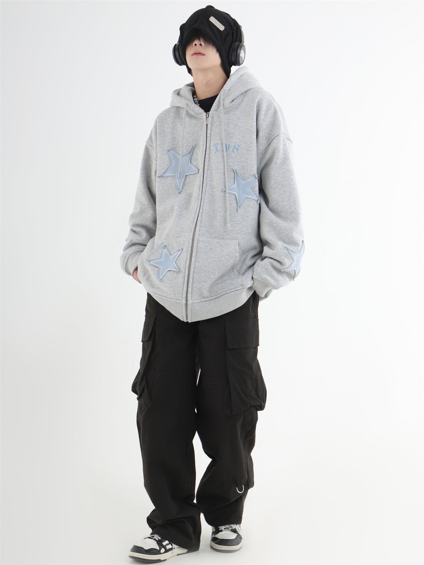 Star Patch Zip Hoodie