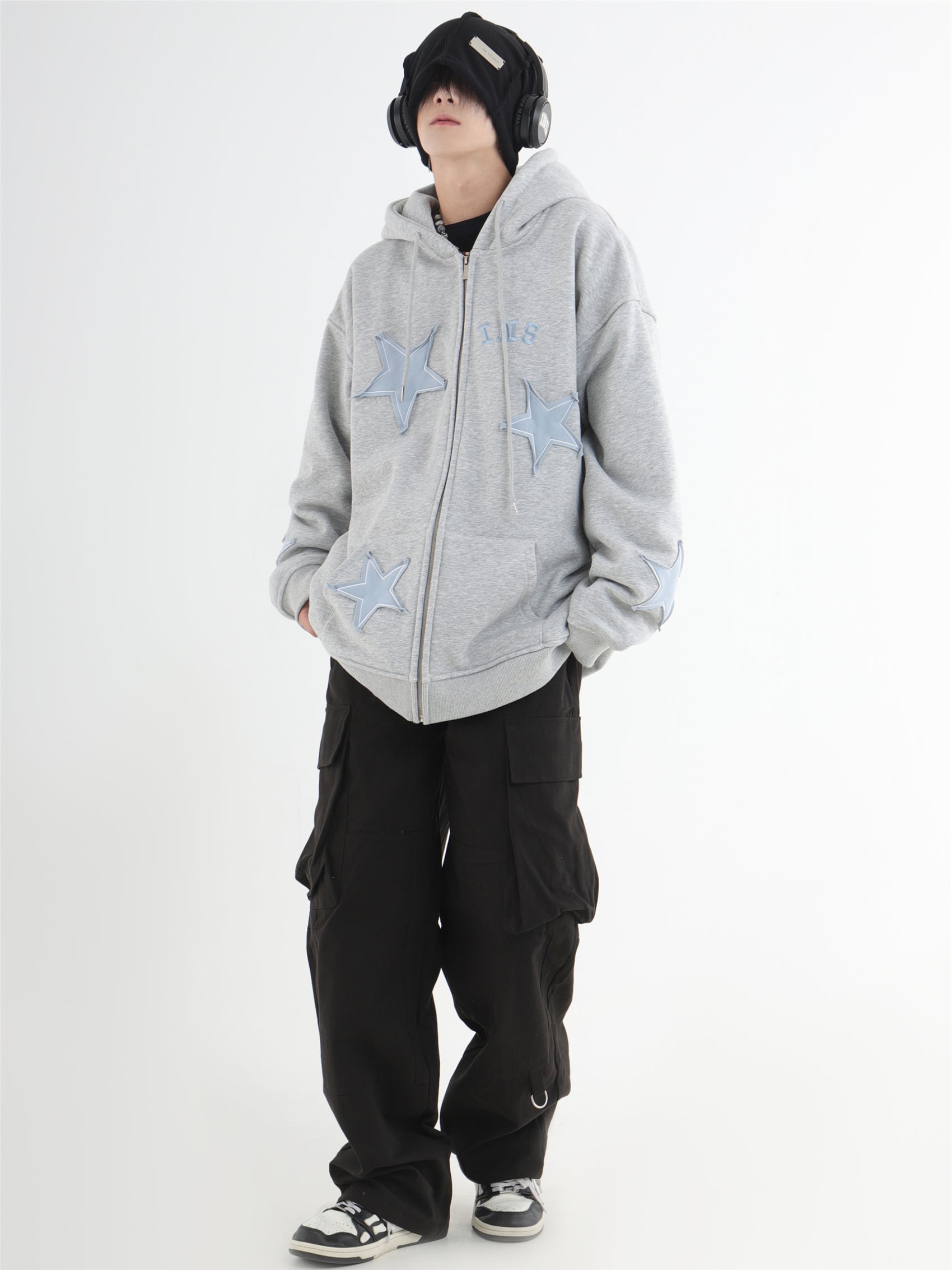 Star Patch Zip Hoodie