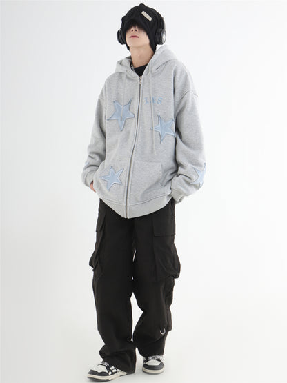 Star Patch Zip Hoodie