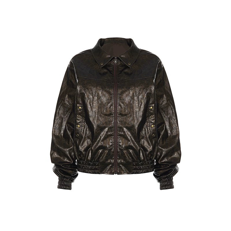 Vintage Leather Bomber Jacket