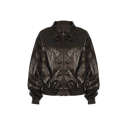 Vintage Leather Bomber Jacket