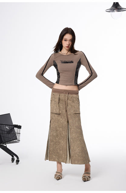 Camel Zipper Maxi Skirt
