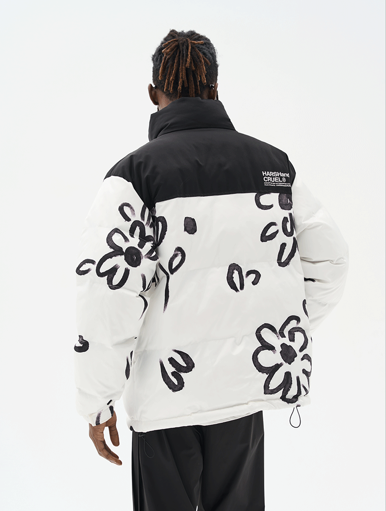 Floral Painted Puffer Jacket