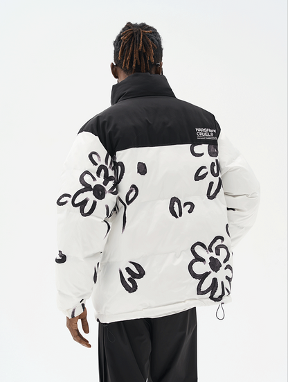 Floral Painted Puffer Jacket