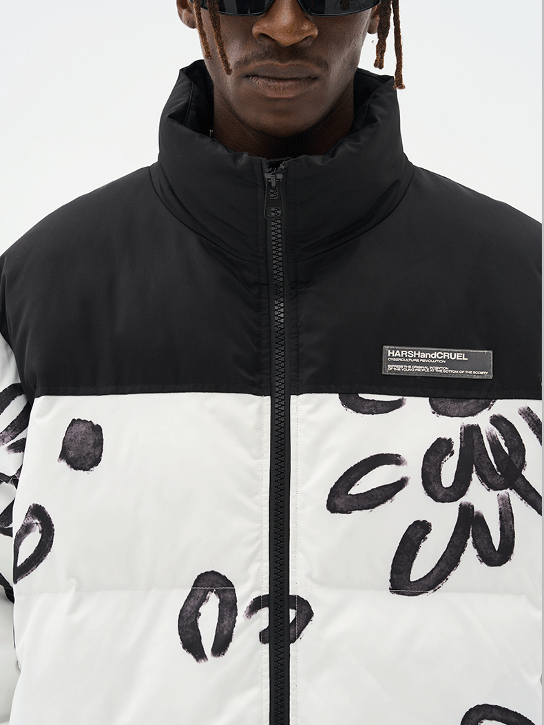 Floral Painted Puffer Jacket