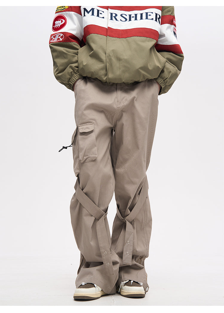 Khaki Strapped Cargo Pocket Pants