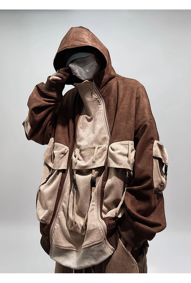 Tech Faux Suede Oversized Utility Hoodie