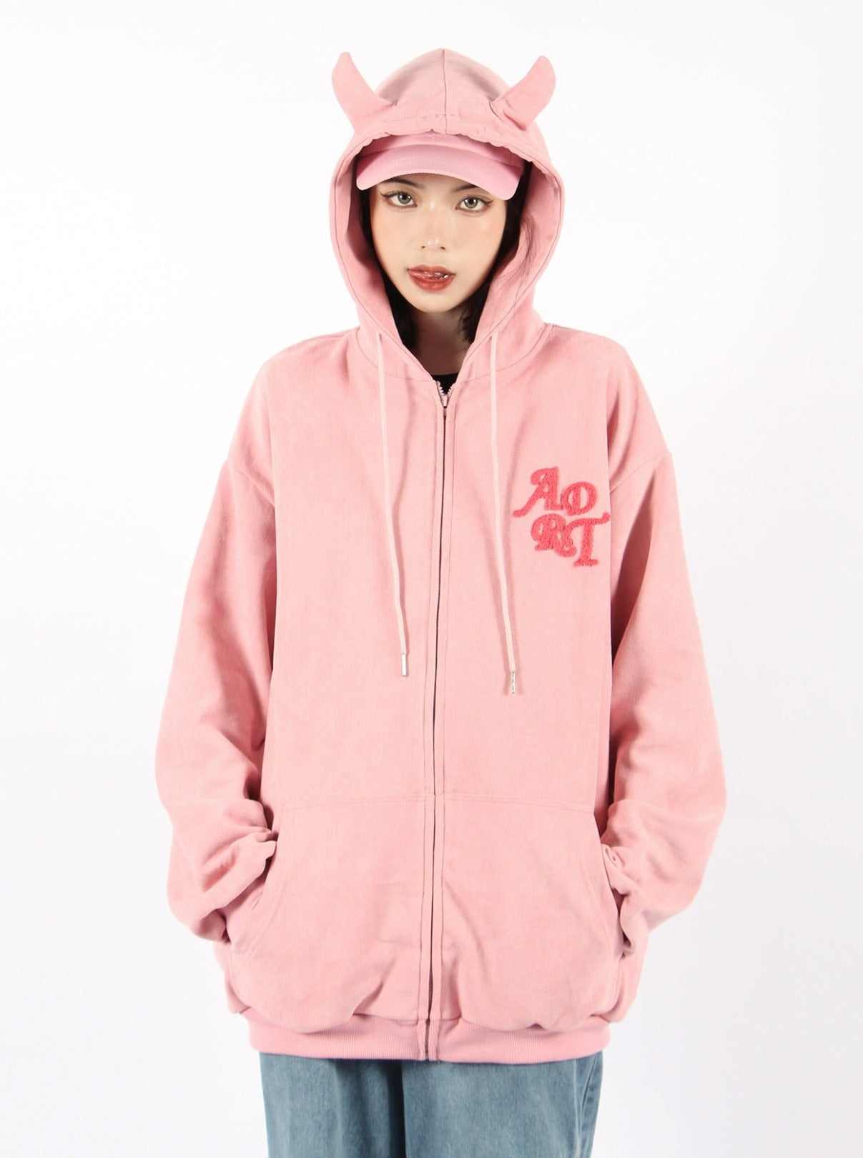 Twenties Devil Horn Zip Hoodie