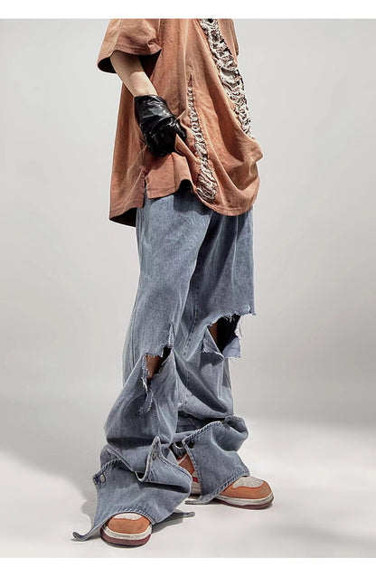 Torn + Destroyed Washed Jeans