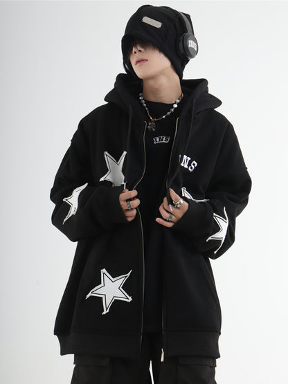 Star Patch Zip Hoodie