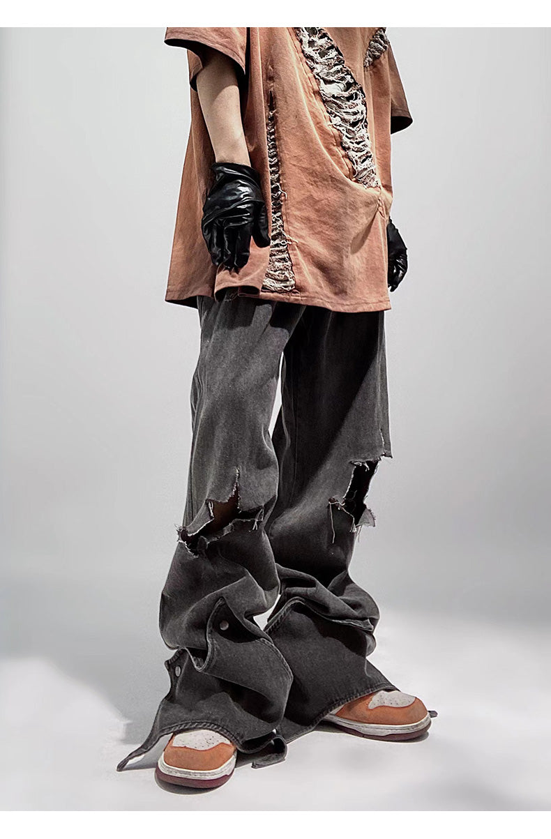 Torn + Destroyed Washed Jeans