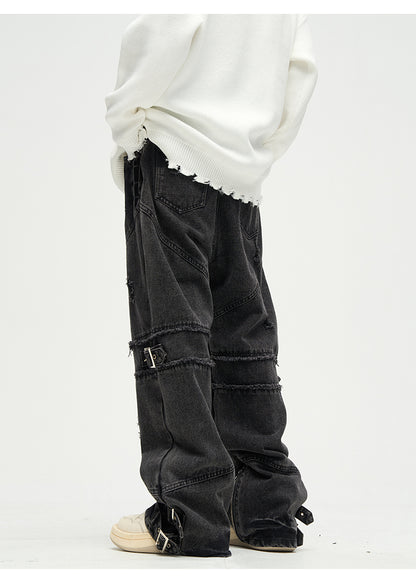 Grunge Streetwear Destroyed Buckled Baggy Jeans