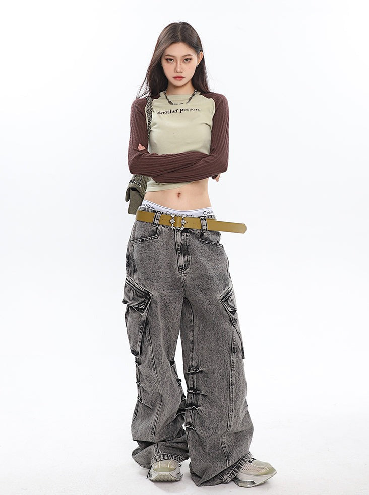 Slouchy Wide Leg Cargo Jeans