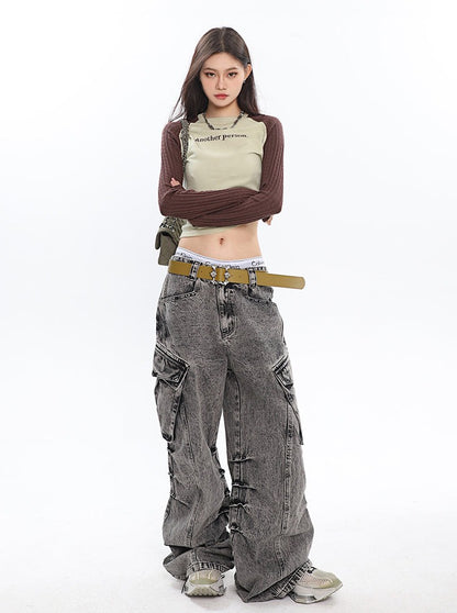 Slouchy Wide Leg Cargo Jeans