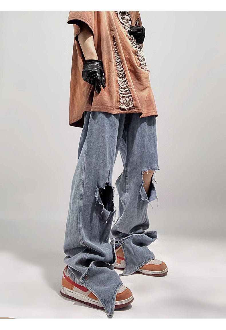 Torn + Destroyed Washed Jeans