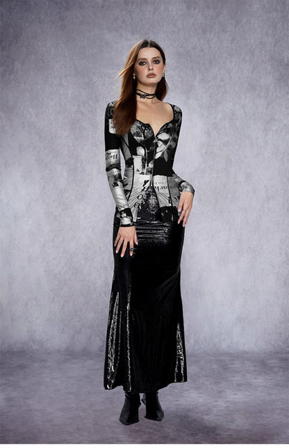 Metallic Zip Up Long Sleeve Top