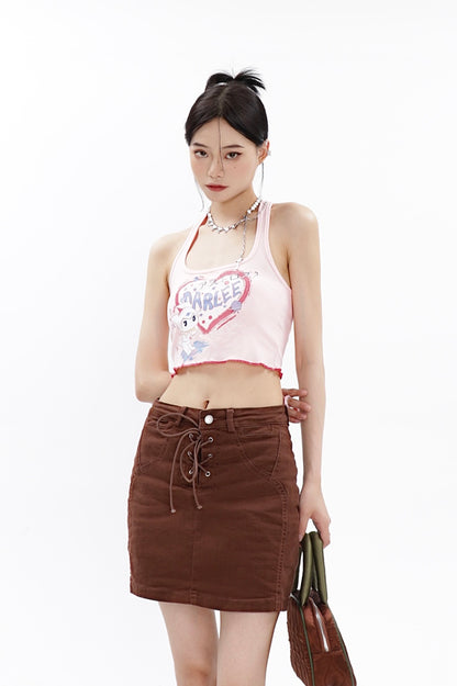 Cropped Graphic Halter Top
