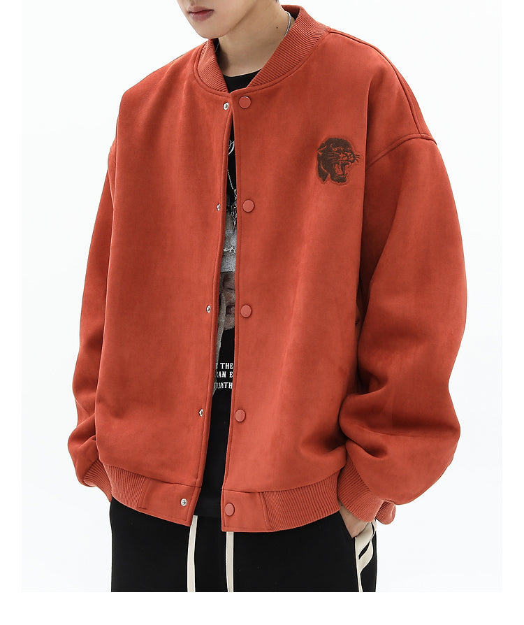 Panther Faux Suede Bomber Jacket