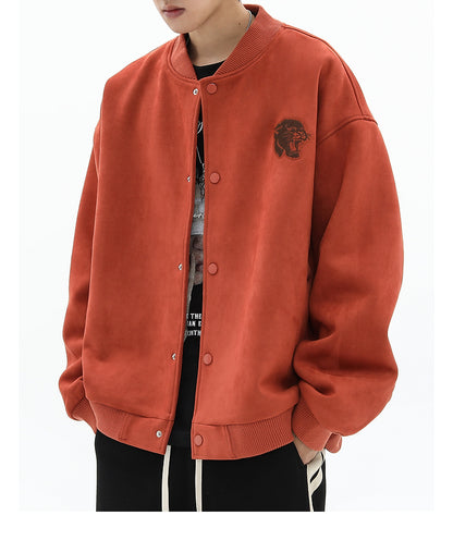 Panther Faux Suede Bomber Jacket