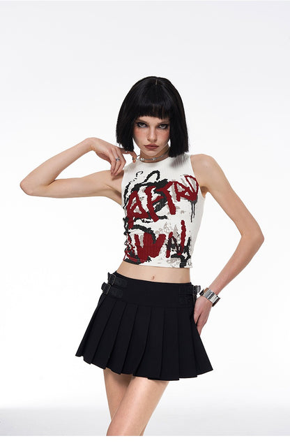 Graffiti Ribbed Sleeveless Top