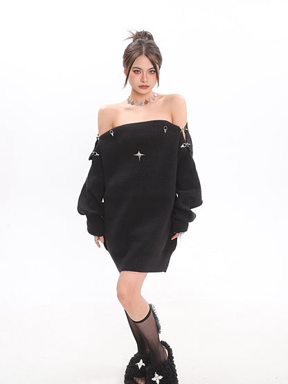 Off Shoulder Knit Sweater