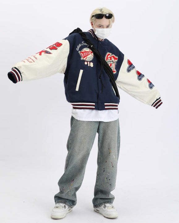 Streetwear Blue Varsity Jacket