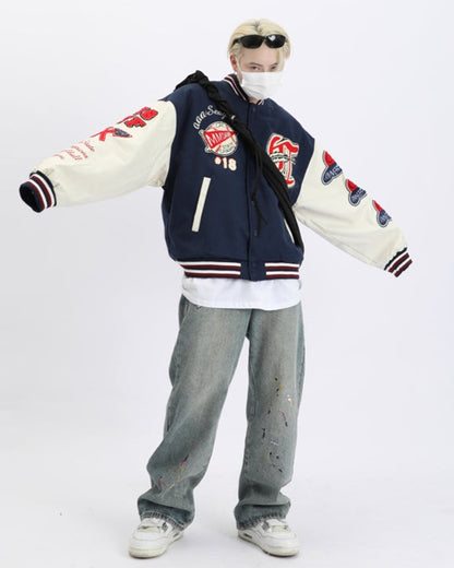 Streetwear Blue Varsity Jacket