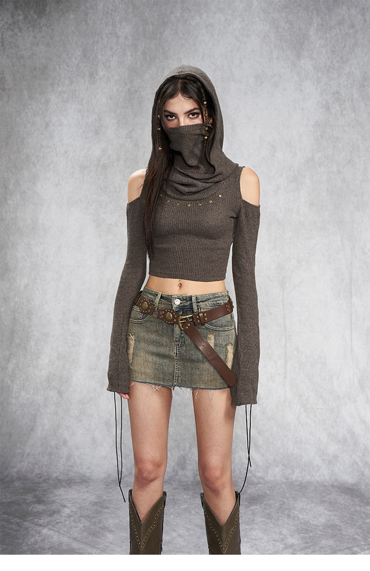 Hooded Cutout Long Sleeve Top