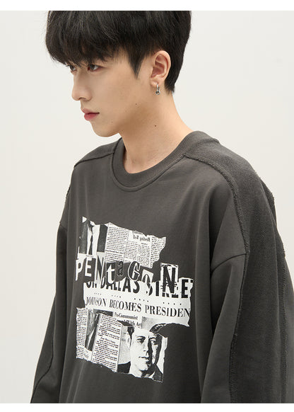 Good Times Newsprint Long Sweatshirt